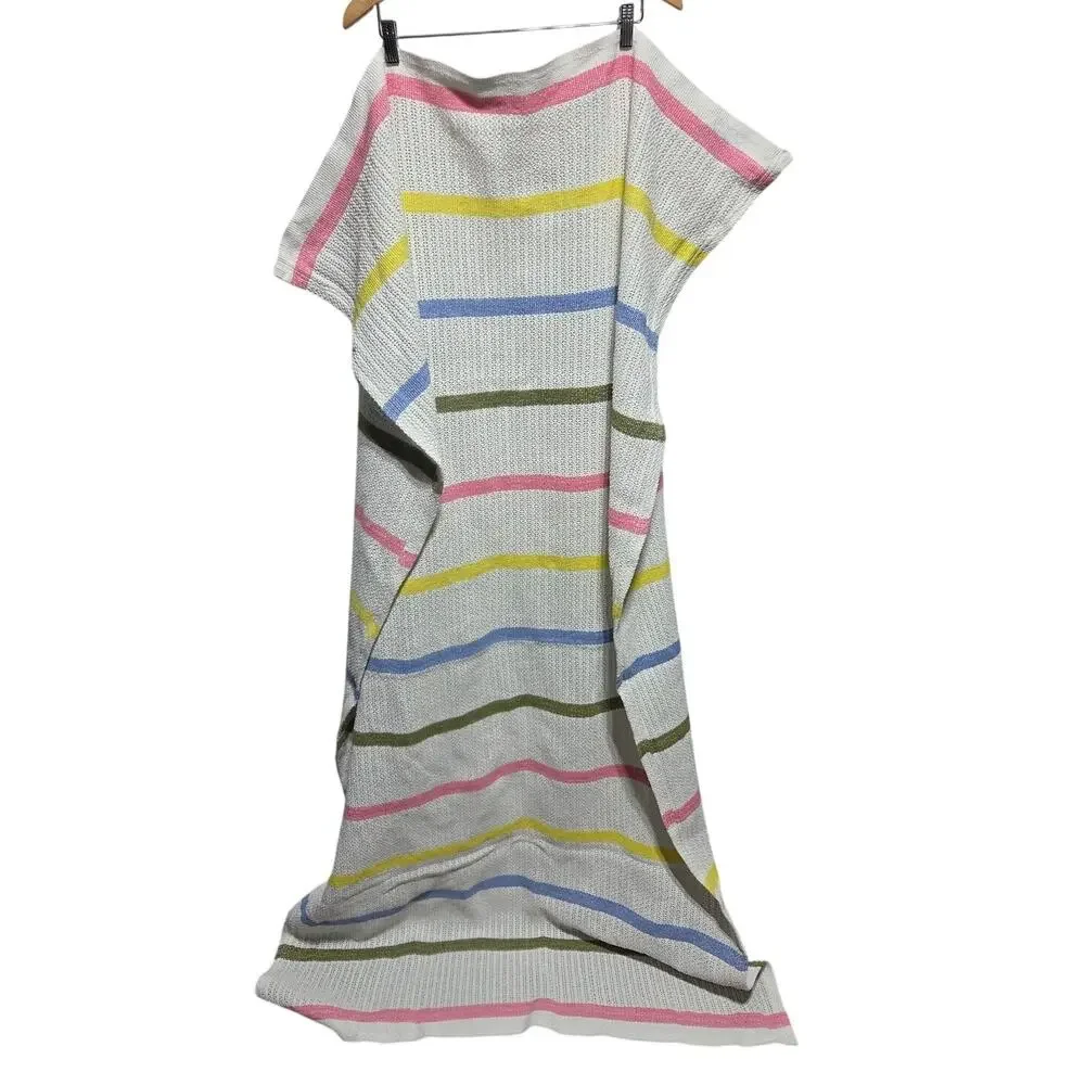 Bruna Cavallini Vintage 1980's Colorful Striped Baby Blanket